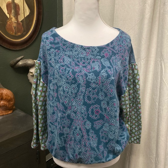 Anthropologie Daily Practice Abstract Puff-Sleeved Top Sweatshirt Size: Small - Picture 5 of 10